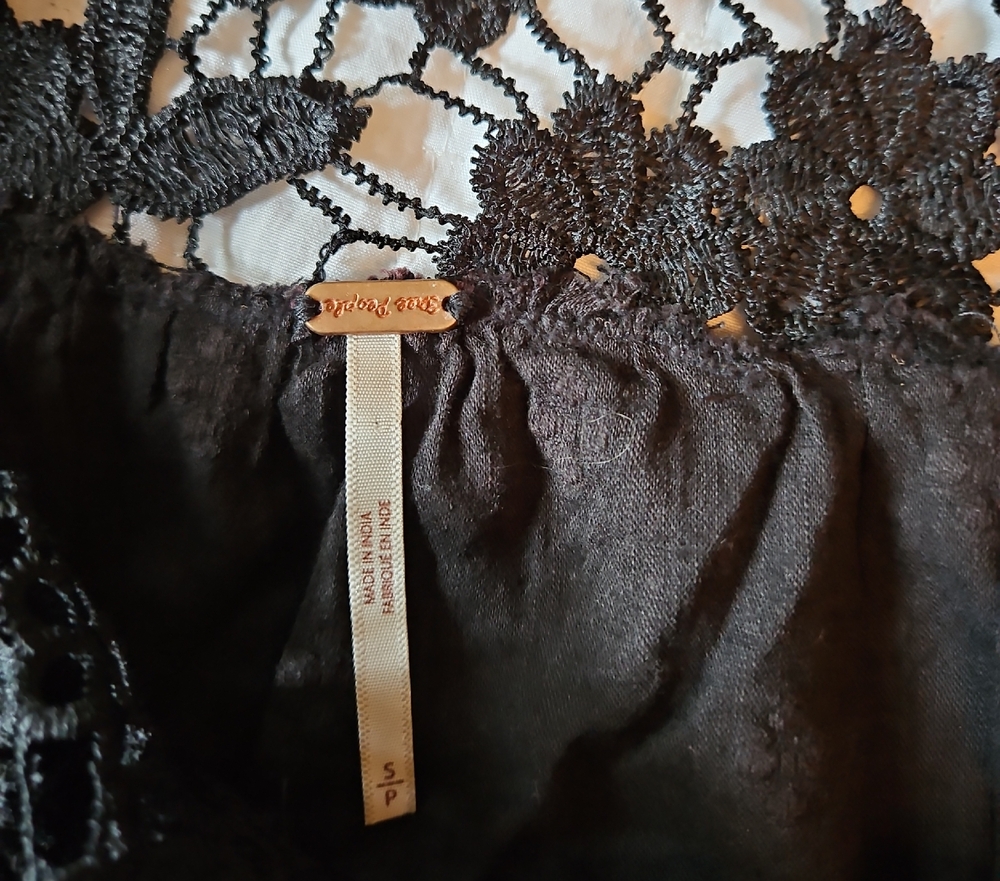 Free People Black Lace Blouse